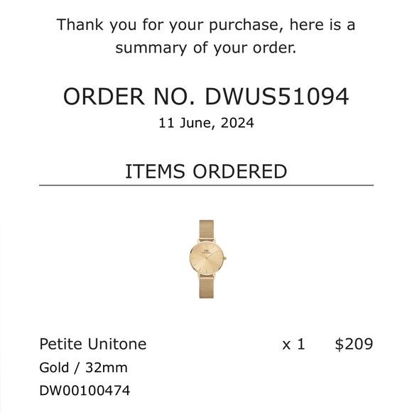 🕐 Great Condition 32mm Unitone Daniel Wellington Watch in Gold - Picture 10 of 11